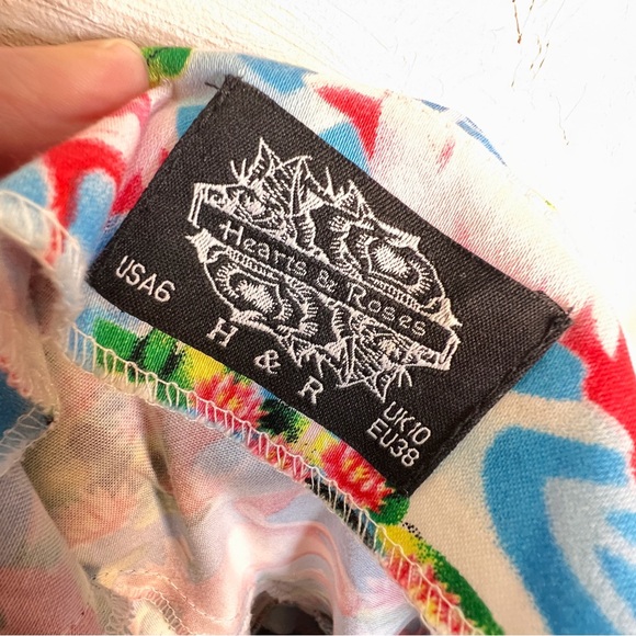 Flamingo Blue Pink Tropical Print Vintage Style Fit and Flare Dress Size 6 - Picture 8 of 10